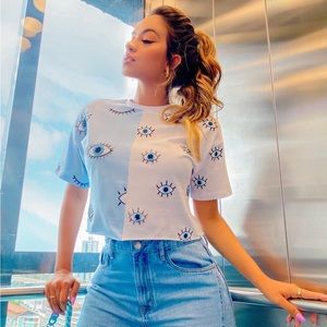 Embroidered Greek eye t-shirt